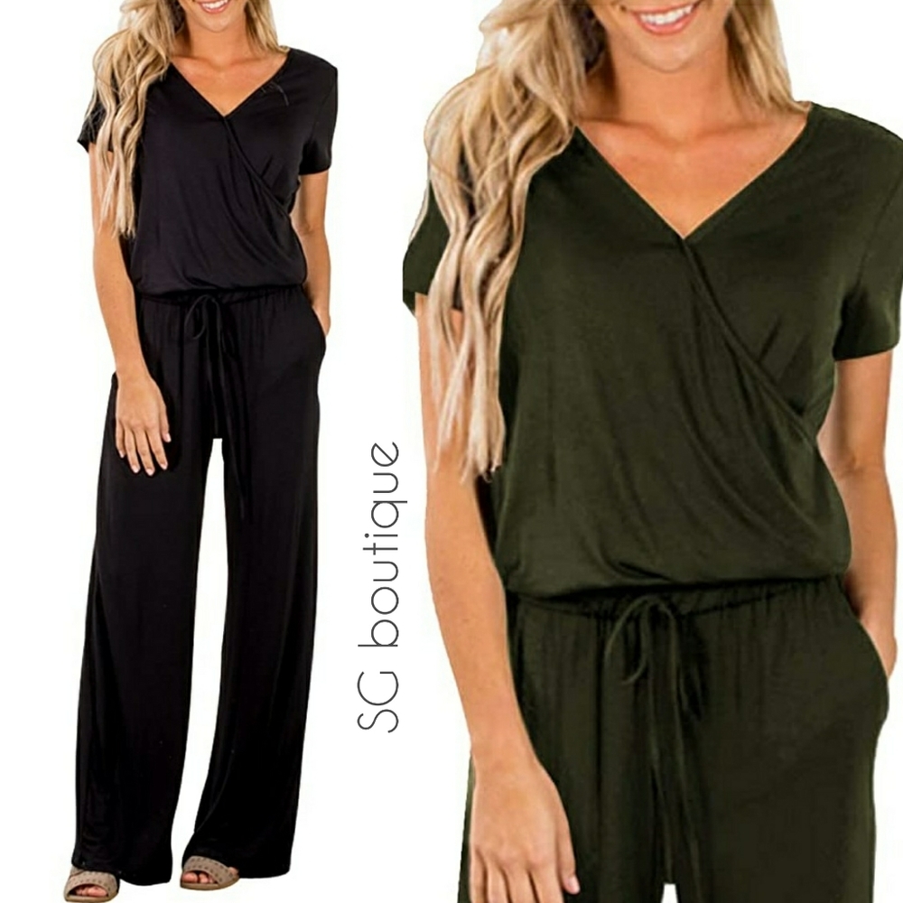 🆕⭐Army green wide leg jersey jumpsuit